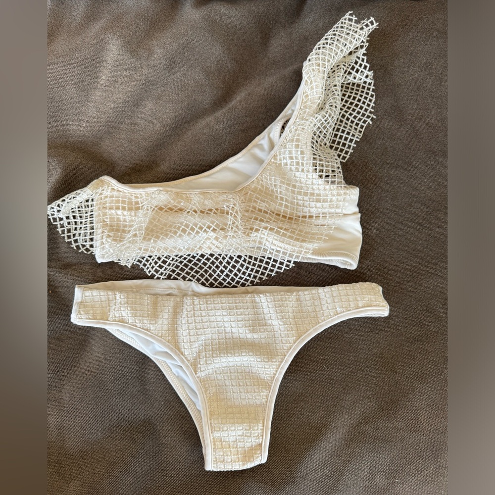 ondademar one shoulder sequin bikini, size XS